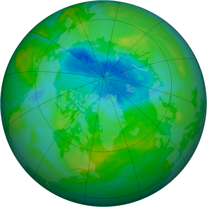 Arctic ozone map for 19 August 1990